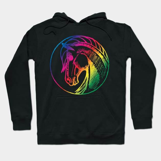 Round horse Rainbow Hoodie by Shyflyer